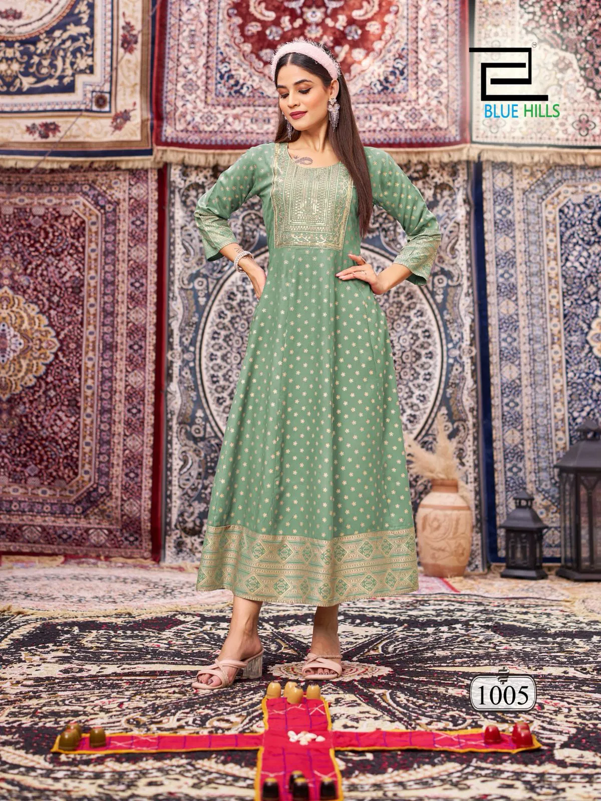 Butterfly By Blue Hills Rayon Anarkali Embroidery Long Kurti Online Wholesale